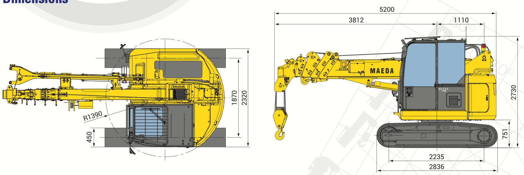 Schéma des dimensions — Maeda CC985